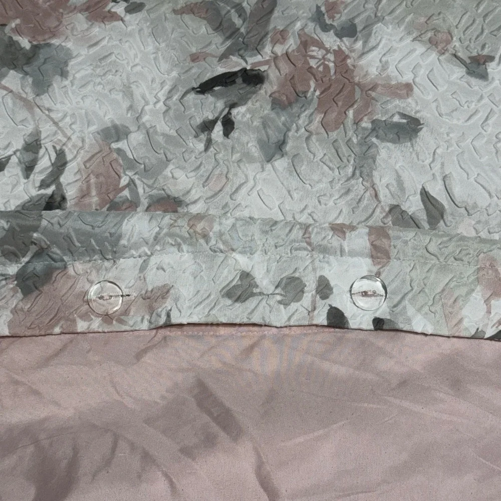 DKNY Full Queen Duvet Cover Floral Jacquard Sage Green Pink 88x92 Button Closure